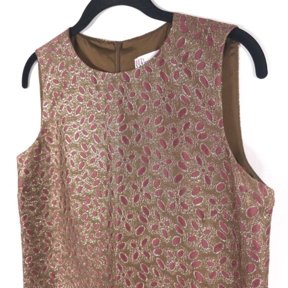RED VALENTINO ROMANIA MADE Floral Lurex Jacquard Sleeveless Shift Dress Size 8 - Picture 6 of 15